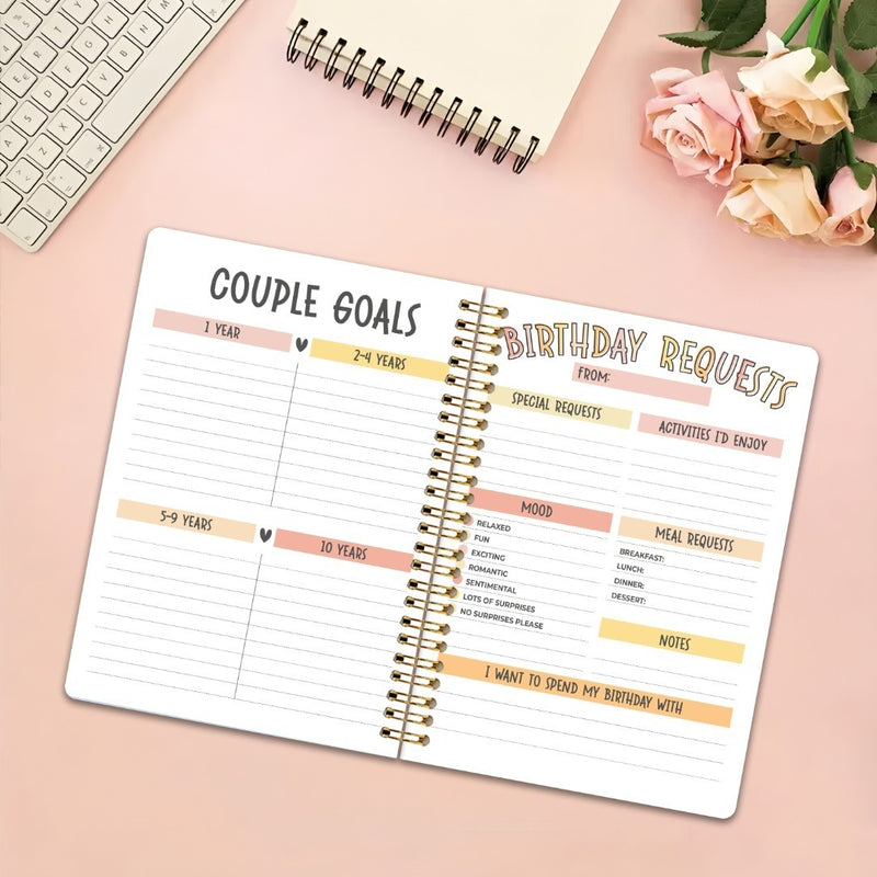Couple Relationship Planner | Fun Practice Manual, Discussion Book to Record Big and Little Things, Plan Book, 5.5x8.3 Inch, Undated, Paper Material,