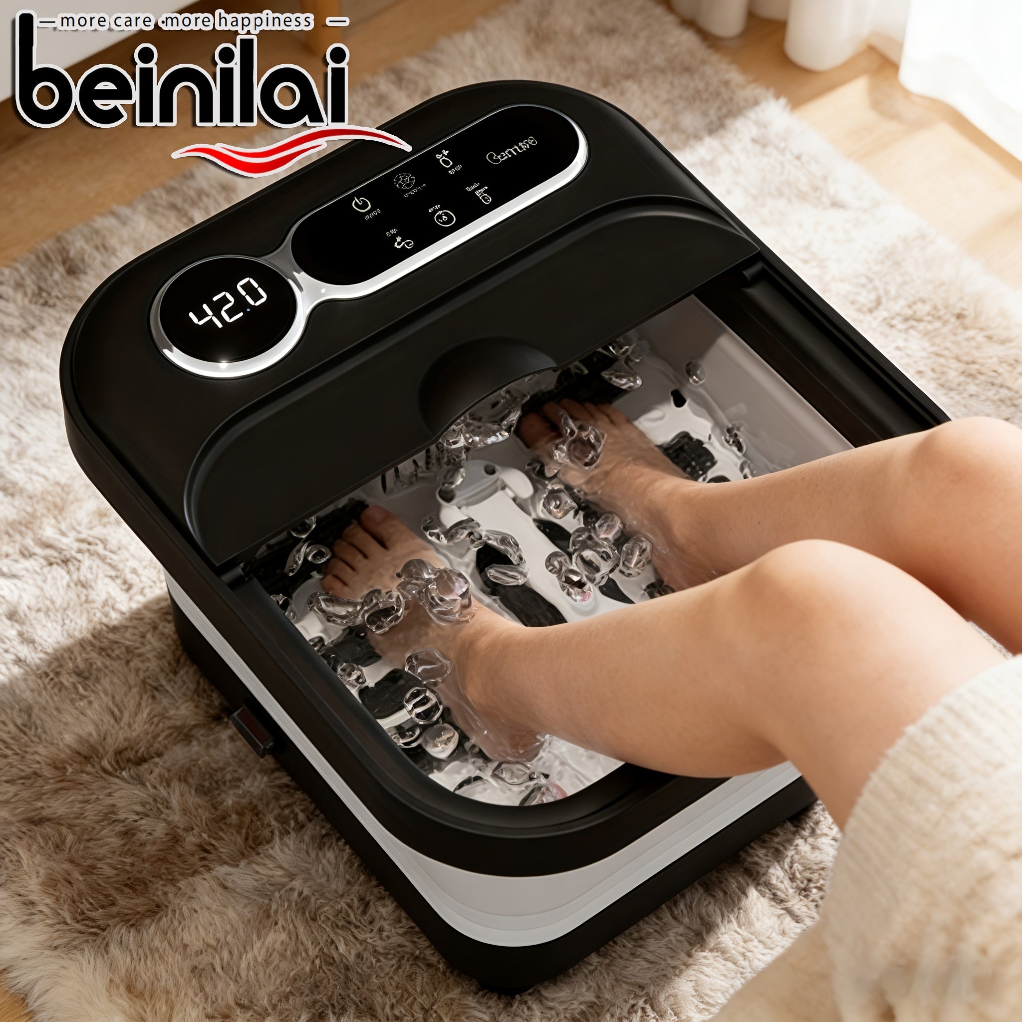 Collapsible Foot Spa and Massager with Heater and Temperature Control