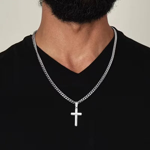 Cuban Necklace with Cross Pendant, for Husband/Boyfriend Gift, Anniversary, Birthday, Valentine' Day with Gift Box&Message Card