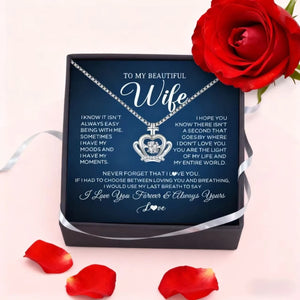 Exquisite Gift Boxes, Crown Pendant Necklace for Wife | Matching Greeting Cards | Anniversary Wedding Gifts