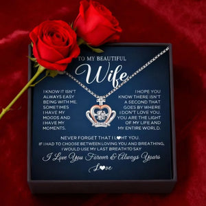 Exquisite Gift Boxes, Crown Pendant Necklace for Wife | Matching Greeting Cards | Anniversary Wedding Gifts