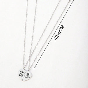 Her King His Queen Stainless Steel Pendant Necklace Heart Matching Couple Necklaces Jewelry Gifts