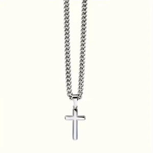 Cuban Necklace with Cross Pendant, for Husband/Boyfriend Gift, Anniversary, Birthday, Valentine' Day with Gift Box&Message Card