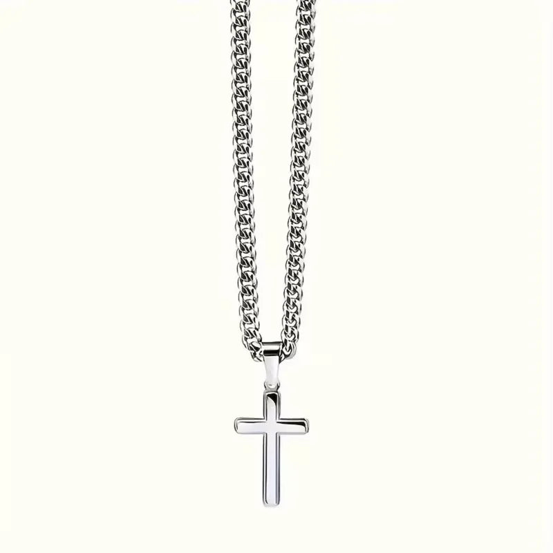 Cuban Necklace with Cross Pendant, for Husband/Boyfriend Gift, Anniversary, Birthday, Valentine' Day with Gift Box&Message Card